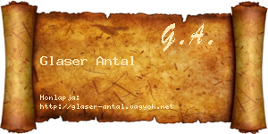 Glaser Antal névjegykártya